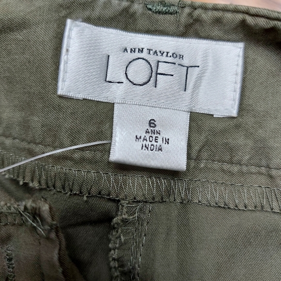 Ann Taylor Loft straight leg high waist cargo khaki pants - Picture 6 of 8